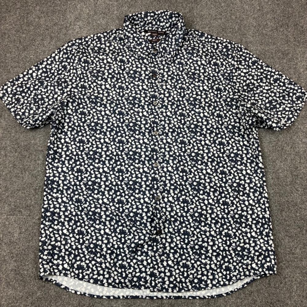 Michael Kors Mens Size XL Slim Fit Floral Short Sleeve Button Down Shirt